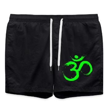 Om Design Symbol Meditation Befreiung Limone Grün - Badeshorts - Schwarz - Vorne - AI Model Male 185 light (185cm)