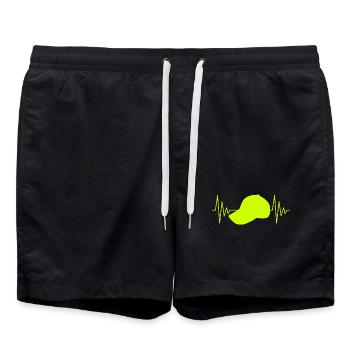 Mütze Herzschlag - Badeshorts - Schwarz - Vorne - AI Model Male 185 light (185cm)