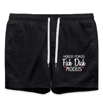 Hokus Pokus Fick dich Modus - Badeshorts - Schwarz - Vorne - AI Model Male 185 light (185cm)