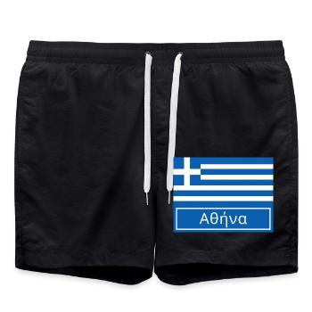 Athens Written in Greek - Swim Trunks - black - Front - AI Model Male 185 light (185cm)
