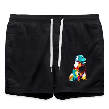 Kräftiger Berner Sennenhund Zughund - Badeshorts - Schwarz - Vorne - AI Model Male 185 light (185cm)