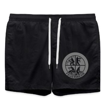 Feuerwehr Logo einfarbig (für Reflexdruck) - Badeshorts - Schwarz - Vorne - AI Model Male 185 light (185cm)