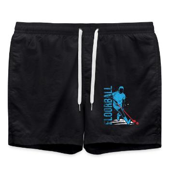 Ballsicherer Unihockey Torhüter - Badeshorts - Schwarz - Vorne - AI Model Male 185 light (185cm)