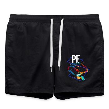 Motivierter Sportlehrer Turnhalle - Badeshorts - Schwarz - Vorne - AI Model Male 185 light (185cm)