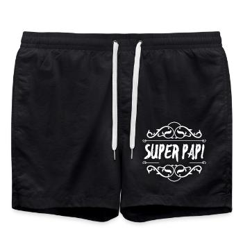 Super Papa Ornament Design - Badeshorts - Schwarz - Vorne - AI Model Male 185 light (185cm)