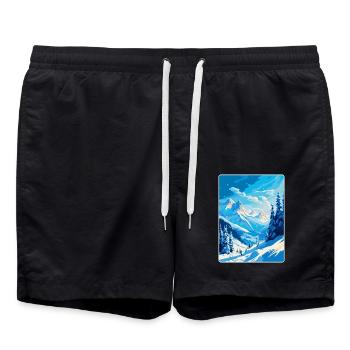 St Anton Am Arlberg Austria Vintage Travel Poster - Swim Trunks - black - Front - AI Model Male 185 light (185cm)