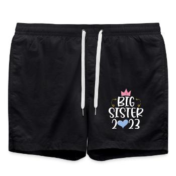 Große Schwester 2023 Großes Schwesterchen 23 - Badeshorts - Schwarz - Vorne - AI Model Male 185 light (185cm)