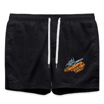 Naturverbundener Forstwirt Waldpflege - Badeshorts - Schwarz - Vorne - AI Model Male 185 light (185cm)