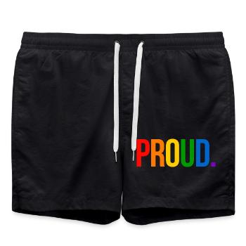 PROUD. - Schlicht und Aussagekräftig - Badeshorts - Schwarz - Vorne - AI Model Male 185 light (185cm)