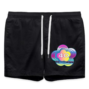 40 JAHRE. 40-JÄHRIGES JUBILÄUM. GEBURTSTAG 40 JAHRE. 40 - Badeshorts - Schwarz - Vorne - AI Model Male 185 light (185cm)