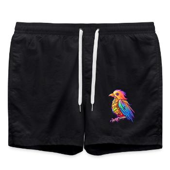 Kuckuck buntes Aquarell Cartoon Kawaii Tier - Badeshorts - Schwarz - Vorne - AI Model Male 185 light (185cm)