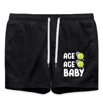 Ace Ace Baby Tennis Spruch - Badeshorts - Schwarz - Vorne - AI Model Male 185 light (185cm)