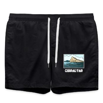 Neugierige Berberaffen Gibraltar - Badeshorts - Schwarz - Vorne - AI Model Male 185 light (185cm)