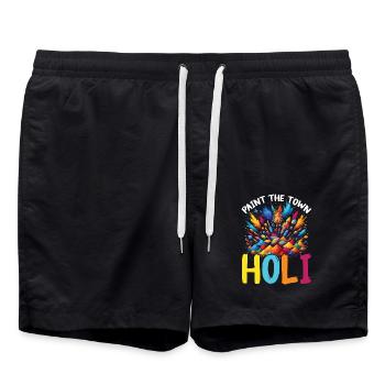 Happy Holi Grüße Hinduismus Indisches Fest - Badeshorts - Schwarz - Vorne - AI Model Male 185 light (185cm)