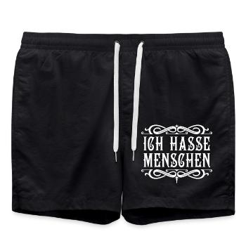 Ich hasse Menschen - Badeshorts - Schwarz - Vorne - AI Model Male 185 light (185cm)