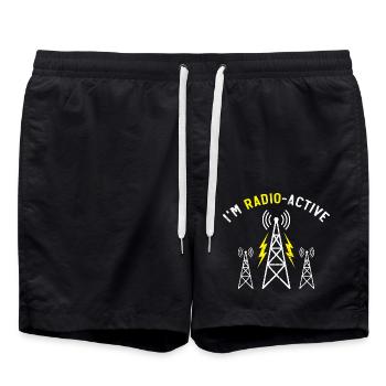 Ich bin funkaktiv - Funker im Amateurfunk - Badeshorts - Schwarz - Vorne - AI Model Male 185 light (185cm)