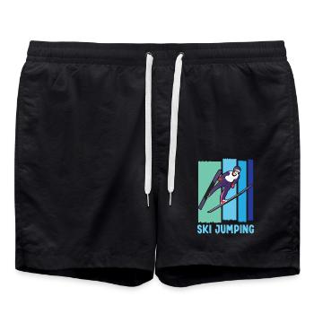 Ski Springen Skispringen - Badeshorts - Schwarz - Vorne - AI Model Male 185 light (185cm)