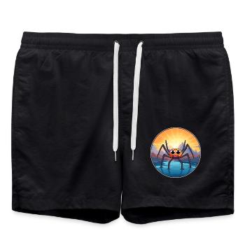 Spinne buntes Aquarell Cartoon Kawaii Tier - Badeshorts - Schwarz - Vorne - AI Model Male 185 light (185cm)