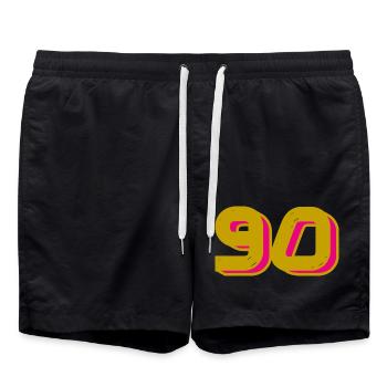 90. 90 YEARS. 90TH ANNIVERSARY. 90TH ANNIVERSARY. - Swim Trunks - black - Front - AI Model Male 185 light (185cm)