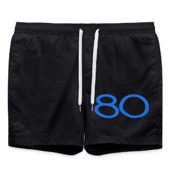 80. 80 YEARS. 80th ANNIVERSARY. 80TH BIRTHDAY. - Swim Trunks - black - Front - AI Model Male 185 light (185cm)