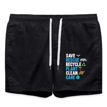 Umweltschützer Grüne Umweltschutz Spruch Öko - Badeshorts - Schwarz - Vorne - AI Model Male 185 light (185cm)