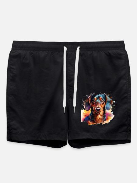 Dackel - Badeshorts - Schwarz