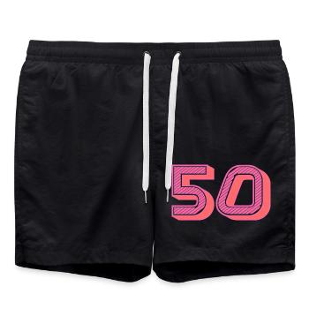 50. 50 ANS. 50e ANNIVERSAIRE. ANNIVERSAIRE 50 ANS. - Short de bain - noir - Devant - AI Model Male 185 light (185cm)