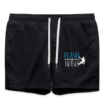 Flash oder Trash Felskletterer Boulderer Bouldern - Badeshorts - Schwarz - Vorne - AI Model Male 185 light (185cm)