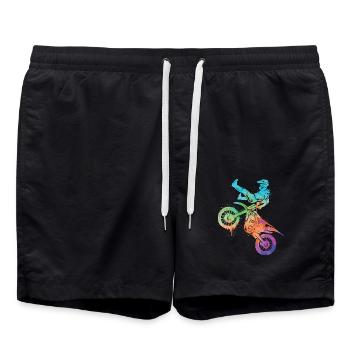 Dirt Biker Motorrad Mädchen Motocross Jungen - Badeshorts - Schwarz - Vorne - AI Model Male 185 light (185cm)