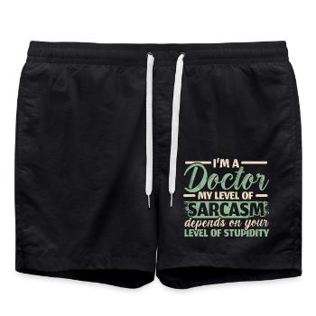Ich bin ein Arzt Arzt Chirurg Medizinisches Stetho - Badeshorts - Schwarz - Vorne - AI Model Male 185 light (185cm)