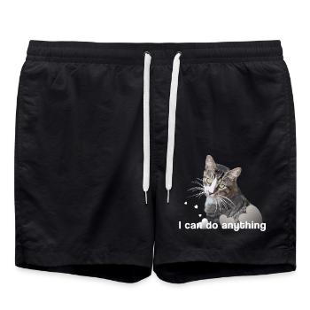 Katze Mietze Kater Kätzchen - Badeshorts - Schwarz - Vorne - AI Model Male 185 light (185cm)