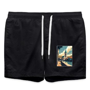 Krems An der Donau Österreich Vintage Reiseposter - Badeshorts - Schwarz - Vorne - AI Model Male 185 light (185cm)