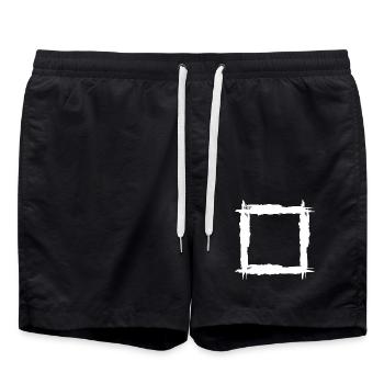 Quadrat weiß - Badeshorts - Schwarz - Vorne - AI Model Male 185 light (185cm)