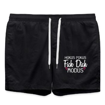 Hokus Pokus Fick dich Modus - Badeshorts - Schwarz - Vorne - AI Model Male 185 light (185cm)