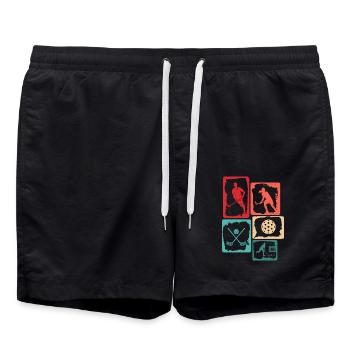 Unihockey Spieler Floorballer Kinder Floorball - Badeshorts - Schwarz - Vorne - AI Model Male 185 light (185cm)