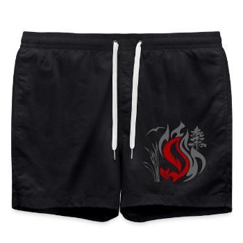 Waldbrandgefahr Zeichen Eichhörnchen frei - Badeshorts - Schwarz - Vorne - AI Model Male 185 light (185cm)