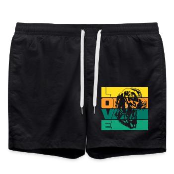 Retro Labrador - Badeshorts - Schwarz - Vorne - AI Model Male 185 light (185cm)