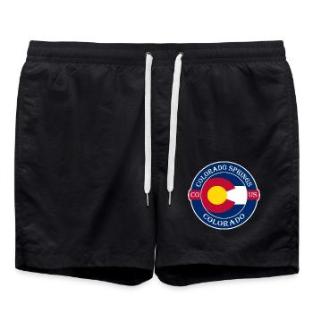 Colorado Springs Colorado Flagge USA Reisesouvenir - Badeshorts - Schwarz - Vorne - AI Model Male 185 light (185cm)