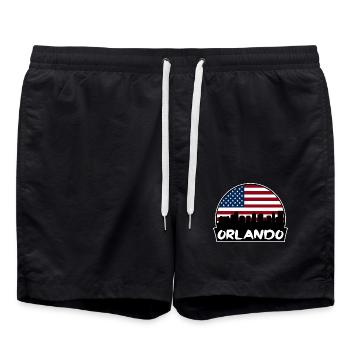 Orlando Florida USA Flagge Skyline Silhouette Reisen - Badeshorts - Schwarz - Vorne - AI Model Male 185 light (185cm)