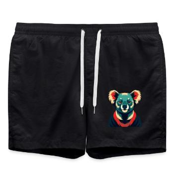 Koala dessin animé personnage animal de compagnie coloré - Short de bain - noir - Devant - AI Model Male 185 light (185cm)
