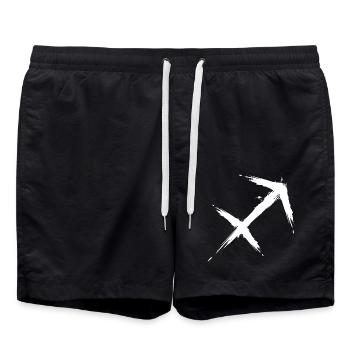 Schütze Sternzeichen Sagittarius Symbol Weiß - Badeshorts - Schwarz - Vorne - AI Model Male 185 light (185cm)