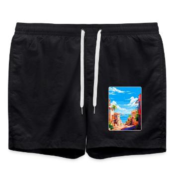 Palma Nova Spanien Vintage Reiseplakat Souvenir - Badeshorts - Schwarz - Vorne - AI Model Male 185 light (185cm)
