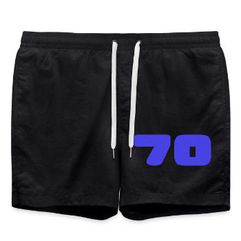 70. 70 JAHRE. 70-JÄHRIGES JUBILÄUM. GEBURTSTAG 70 JAHRE. - Badeshorts - Schwarz - Vorne - AI Model Male 185 light (185cm)