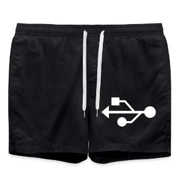 USB Symbol Minimaldesign - Badeshorts - Schwarz - Vorne - AI Model Male 185 light (185cm)