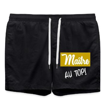 MASTER. MASTER. THANK YOU. THANK YOU MASTER - Swim Trunks - black - Front - AI Model Male 185 light (185cm)