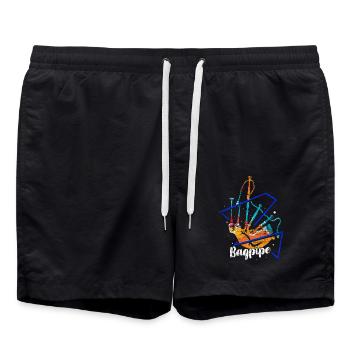 Urwüchsiger Dudelsack Volksmusik - Badeshorts - Schwarz - Vorne - AI Model Male 185 light (185cm)