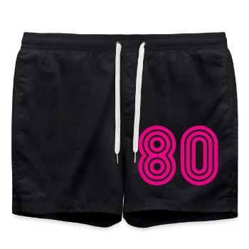 80. 80 YEARS. 80th ANNIVERSARY. 80TH BIRTHDAY. - Swim Trunks - black - Front - AI Model Male 185 light (185cm)