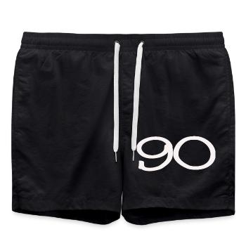 90. 90 JAHRE. 90-JÄHRIGES JUBILÄUM. 90-JÄHRIGES JUBILÄUM. - Badeshorts - Schwarz - Vorne - AI Model Male 185 light (185cm)