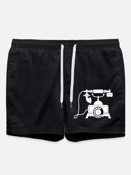 Drehtelefon Vintage Grafik - Badeshorts - Schwarz