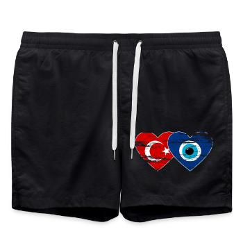 Türkei Nazarperle Herz used - Badeshorts - Schwarz - Vorne - AI Model Male 185 light (185cm)